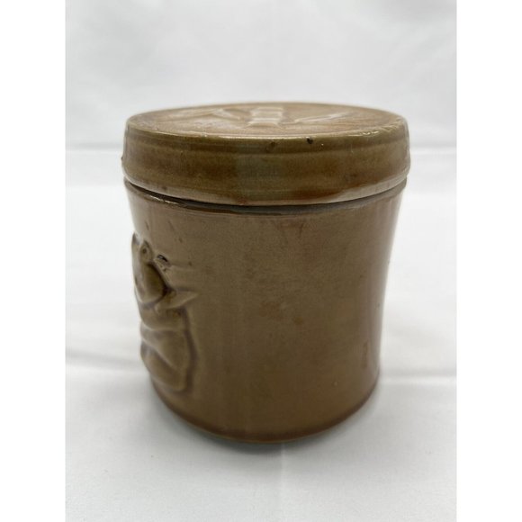 sheila Fournier tan pottery Tea canister with pandas and bamboo - Picture 3 of 7